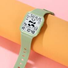 Skmei 男女通用熊貓形防水多功能電子手錶帶塑膠錶帶適合戶外運動 - 綠色 - 查看 1