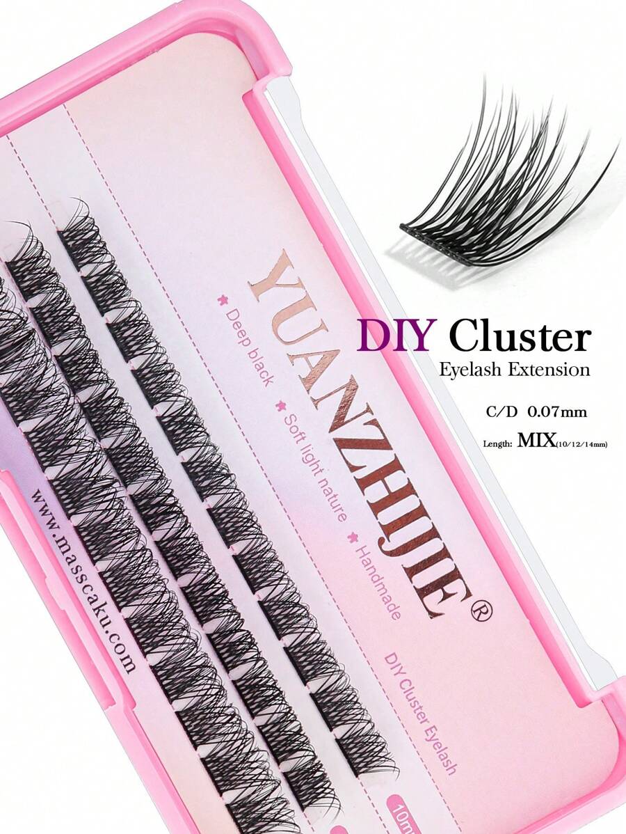 MASSCAKU Chuyên nghiệp Pháo sáng DIY Phân đoạn Cụm Lông mi Lông mi giả Siêu Dung tích Mở rộng lông mi - màu đen - Xem 1