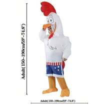 成人充气公鸡服装，公鸡服装，男女充气服装，全身服装，花式搞笑公鸡服装圣诞节万圣节充气服装 - 白色 - 查看 3