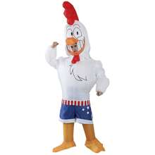成人充气公鸡服装，公鸡服装，男女充气服装，全身服装，花式搞笑公鸡服装圣诞节万圣节充气服装 - 白色 - 查看 2