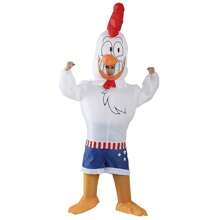 成人充气公鸡服装，公鸡服装，男女充气服装，全身服装，花式搞笑公鸡服装圣诞节万圣节充气服装 - 白色 - 查看 1