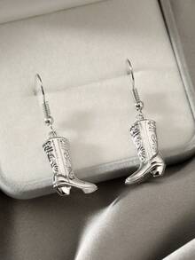 2pcs Fashionable And Personalized High Heel Shoe Dangle Earrings For Women - Yellow Gold - View 6