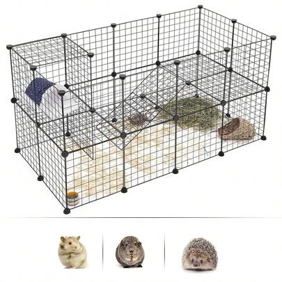 Corral para Perro 35 Paneles, Jaula para Perro Bricolaje Metal, Corral para Perro Grande Resistente, Corral para Perros Plegable, Corral para Gatos, Corral para Mascotas para Perros Grandes, Medianos y Pequeños, Black