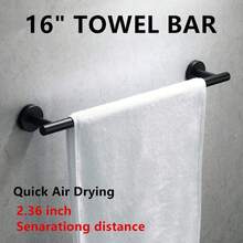 5pcs Stainless Steel Bathroom Hardware Set With Drilling Installation, Including Towel Rail, Toilet Paper Holder, Towel Rack And Bathroom Towel Bar, Easy To Install And Suitable For Combination, Space-Saving Design, Multicolor Optional, Modern Minimalist Style - Black - View 5