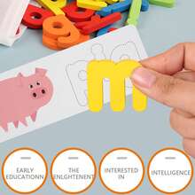 1盒兒童字母配對拼圖遊戲,早期教育英文字母26個配對木質拼音遊戲 - 彩色 - 查看 6
