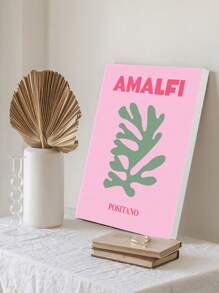 1入組抽象梵谷風格粉色牆藝海報,現代珊瑚紅線條印刷品適用於卧室客廳美學裝飾,附框 - 淺粉色 - 查看 1