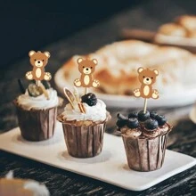 10pcs/20pcs Cute Bear Food Picks Cake Dessert Toothpicks Fruit Forks Wedding Birthday Party Baby Shower Decoration Supplies Christmas,Christmas