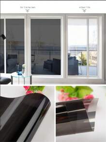 1 捲窗戶防窺膜單向日間隱私乙烯基自黏防曬防紫外線反射窗戶貼膜適用於家庭和辦公室 - 黑色 - 查看 7