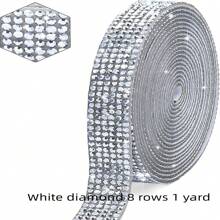 (0.67 inches X 1 size) Self adhesive crystal rhinestone ribbon - rhinestone stripes, DIY flash ribbon stickers rhinestone glue crafts mobile phone car decoration (8 rows), wedding, party gifts ribbon decoration handicrafts - Multicolor - View 9