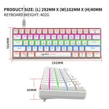 60% Mechanical Keyboard, Gaming Keyboard With Blue Switches RGB Backlit Small Compact 60 Percent Keyboard Mechanical, Portable 60 Percent Gaming Keyboard Gamer - White - View 9