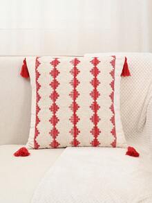 1pc Jacquard Pattern Pillowcase For Bed, Couch, Sofa - Red - View 4