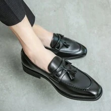 Nam Màu sắc Đánh bóng Tua Giày đế bệt , Phong cách Anh quốc Thương vụ Hàng ngày Giày dép Giày lười Giày dép Đối với Thời trang - màu đen - Xem 2
