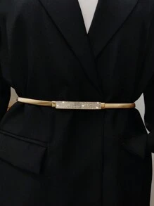 1 قطعة سلسلة معدنية قابلة للتمدد بتزيين من الراين للنساء، مناسبة للفساتين والمعاطف، مناسبة للارتداء اليومي في الصيف والمدرسة والخريف وعيد الهالوين