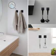 5pcs Stainless Steel Bathroom Hardware Set With Drilling Installation, Including Towel Rail, Toilet Paper Holder, Towel Rack And Bathroom Towel Bar, Easy To Install And Suitable For Combination, Space-Saving Design, Multicolor Optional, Modern Minimalist Style - Black - View 10