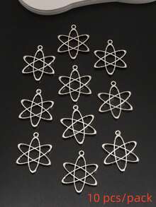 10 件韓式時尚個性星空六角星 Diy 項鍊耳環吊墜鑰匙圈手工材料 - 銀色 - 查看 3