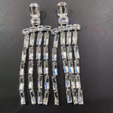 Exaggerated Rhinestone Long Fringed Big Drop Earrings Accessories for Girl Oversize Crystal Hanging Dangle Earrings Wedding Jewelry - Earrings - View 3