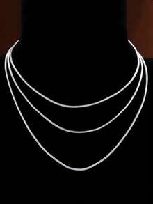 1pc Fashionable & Versatile 1.2mm Snake Chain Necklace For Women - Silver - View 7