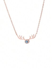 1pc Custom Romantic Deer Antler Picture Projection Necklace, Personalized Photo Pendant Necklace, Projection Jewelry Gifts For Women, Valentine's Day Gifts, Bridesmaid Gifts, Christmas Gifts, Mother's Day Gifts, Gifts For Her - Rose Gold - View 9