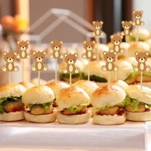 10pcs/20pcs Cute Bear Food Picks Cake Dessert Toothpicks Fruit Forks Wedding Birthday Party Baby Shower Decoration Supplies Christmas,Christmas