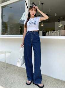 Women Jeans - Azul lavado oscuro - Ver 1