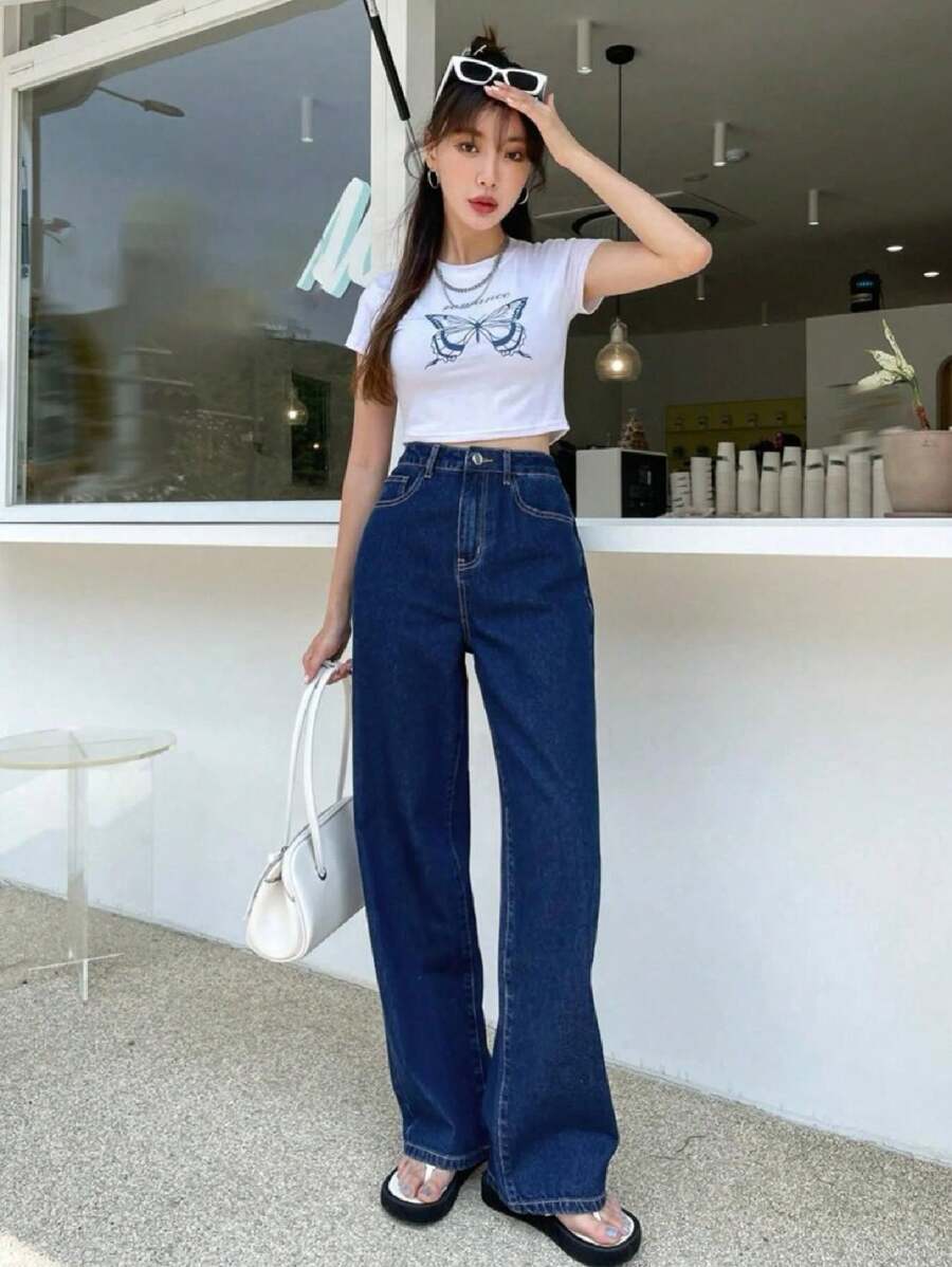 Women Jeans - Azul lavado oscuro - Ver 1