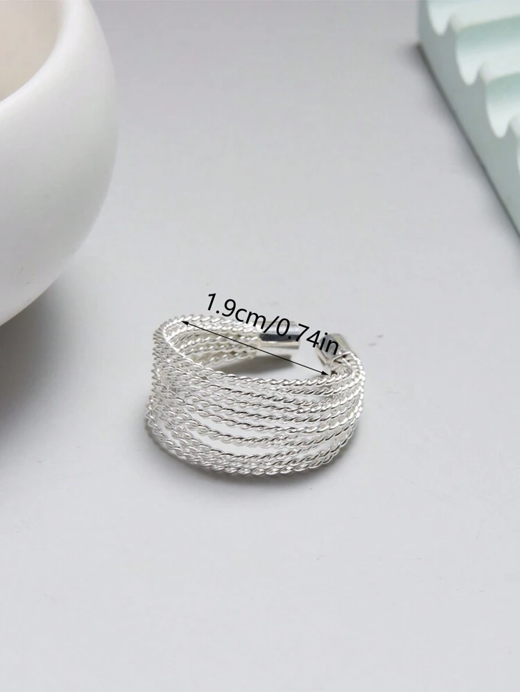 1pc Multi-Layered Stacked Asymmetrical Opening Finger Ring