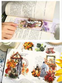 30張/包 花草動物廢物日記手帳裝飾工藝拼貼diy貼紙 15種設計圖案 - 軍綠色 - 查看 3