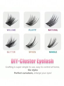 MASSCAKU Chuyên nghiệp Pháo sáng DIY Phân đoạn Cụm Lông mi Lông mi giả Siêu Dung tích Mở rộng lông mi - màu đen - Xem 2