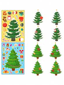 6 Sheets/Pack Christmas Tree Sticker Party Diy Christmas Tree Puzzle Stickers - Multicolor - View 7
