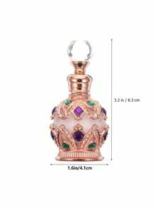 1入組/15ml古董式香水瓶阿拉伯風格精油滴瓶空裝可裝香水瓶,阿拉伯婦女香水瓶,復古精油香水瓶,女性禮品、旅行、情人節（只有空瓶,無香水）。閃閃發光的優雅高貴的奢華頂級鑽石旅行瓶 - 粉色 - 查看 6