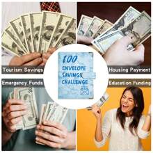100封信封挑戰預算計劃表,輕鬆有趣地節省$5,050,附節省挑戰、預算計劃和現金信封、預算工作簿和儲蓄跟蹤器 - 藍色 - 查看 7