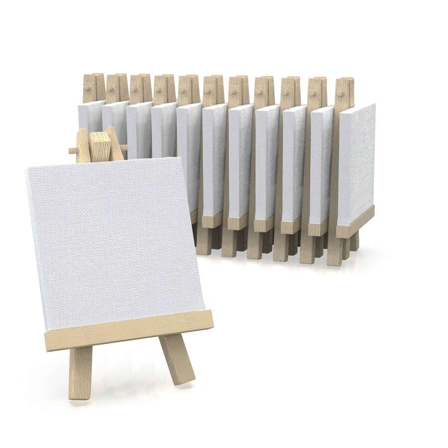 Supply - Lienzo de 3 x 3 pulgadas para pintar con caballete (paquete de 10) - Blanco - Ver 1