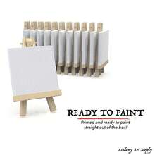 Supply - Lienzo de 3 x 3 pulgadas para pintar con caballete (paquete de 10) - Blanco - Ver 4