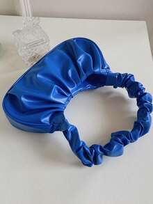 Fashionable Simple Solid Color Pleated Women's Shoulder Bag - Royal Blue - View 5