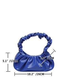 Fashionable Simple Solid Color Pleated Women's Shoulder Bag - Royal Blue - View 4