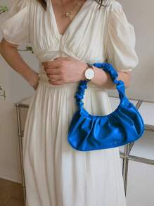 Fashionable Simple Solid Color Pleated Women's Shoulder Bag - Royal Blue - View 2