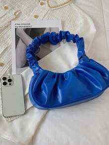 Fashionable Simple Solid Color Pleated Women's Shoulder Bag - Royal Blue - View 6