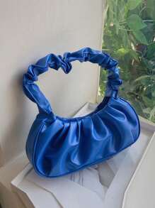 Fashionable Simple Solid Color Pleated Women's Shoulder Bag - Royal Blue - View 1