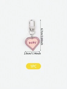 1pc Fashionable Hip Hop Alloy Baby Heart Keychain Bag Ornament Suitable For Ladies' Daily Use - Pink - View 5