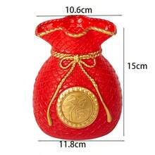 1pc Chinese Style Money Bag Shaped Plastic Flower Vase Decoration For Wealth And Fortune - Yellow - View 4