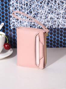 Letter Graphic Two Tone Pocket Wallet Small ID Window Bifold Women Wallet School Supplies For School Dorm Room Hot Pink Wristlet Wallet For Women Wallet Purse Wallet Small Wallet - Pink - View 4