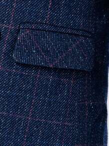 4pcs Set Young Boys Thicked Velvet Suit, Including Plaid Jacket + Vest + Pants + Bow Tie , Warm Winter Formal Outfit For Christmas, School Events, Party Etc. - Blue - View 7