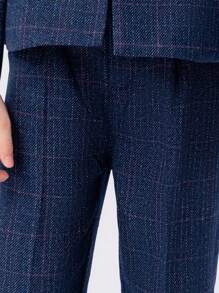 4pcs Set Young Boys Thicked Velvet Suit, Including Plaid Jacket + Vest + Pants + Bow Tie , Warm Winter Formal Outfit For Christmas, School Events, Party Etc. - Blue - View 8