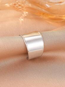 Aomogo Anillos De Acero Inoxidable Minimalist Ajustable Abierto Para Parejas De Hombre Y Mujer, Regalo De Joyería De Fiesta - Plateado - Ver 2