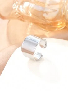 Aomogo Anillos De Acero Inoxidable Minimalist Ajustable Abierto Para Parejas De Hombre Y Mujer, Regalo De Joyería De Fiesta - Plateado - Ver 4