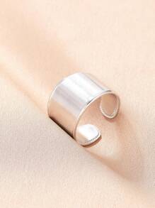 Aomogo Anillos De Acero Inoxidable Minimalist Ajustable Abierto Para Parejas De Hombre Y Mujer, Regalo De Joyería De Fiesta - Plateado - Ver 3