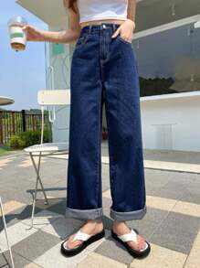 Women Jeans - Azul lavado oscuro - Ver 3