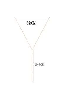 1pc Minimalist & Sexy Ball & Long Tassel Pendant Necklace For Women - Gold - View 3