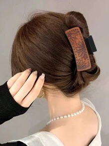 1pc Western Style Sunflower Shaped Leather Hair Clip - Multicolor - View 4