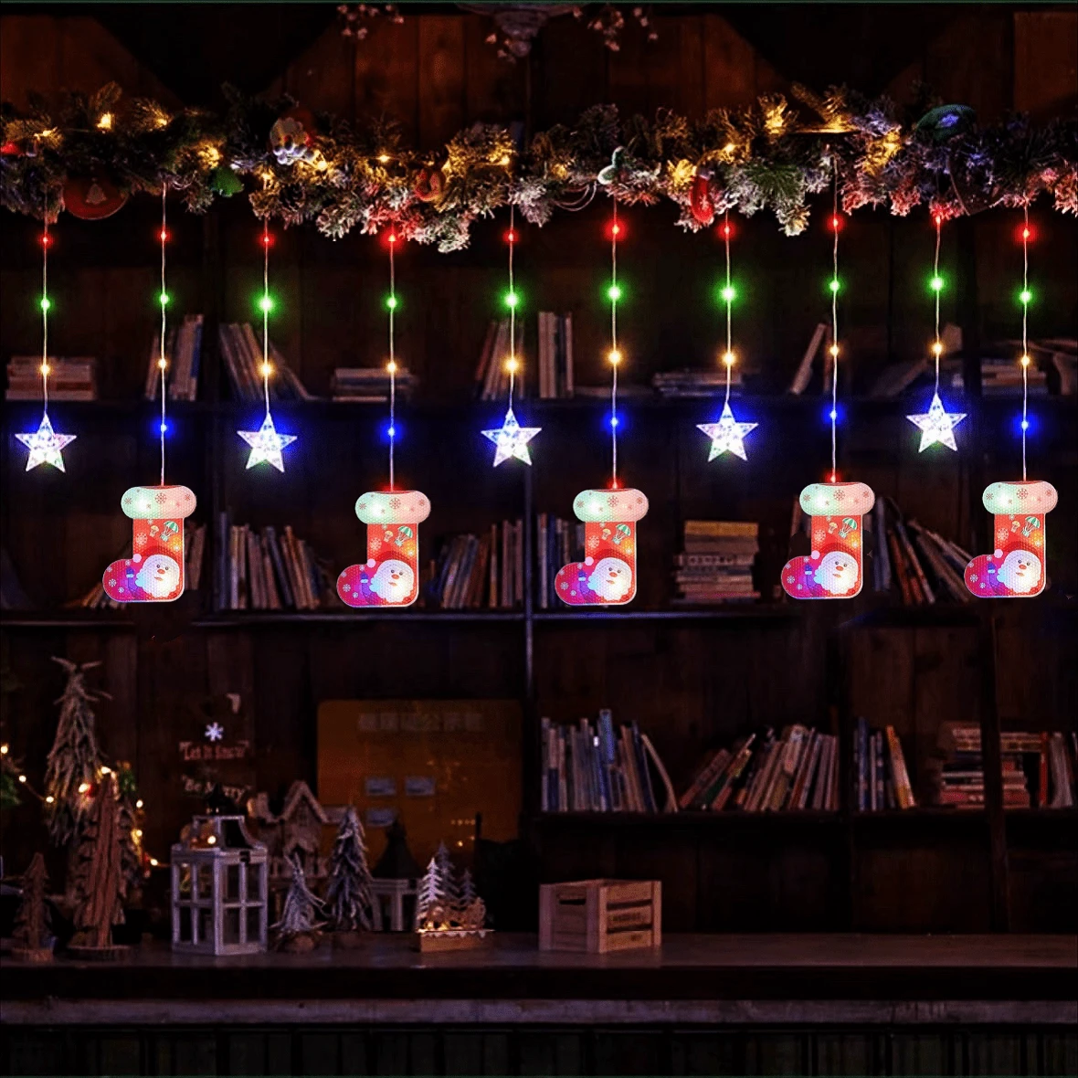 YUDA 3m 100L Star Stocking Shape Christmas Decoration String Lights - Multicolor - View 1